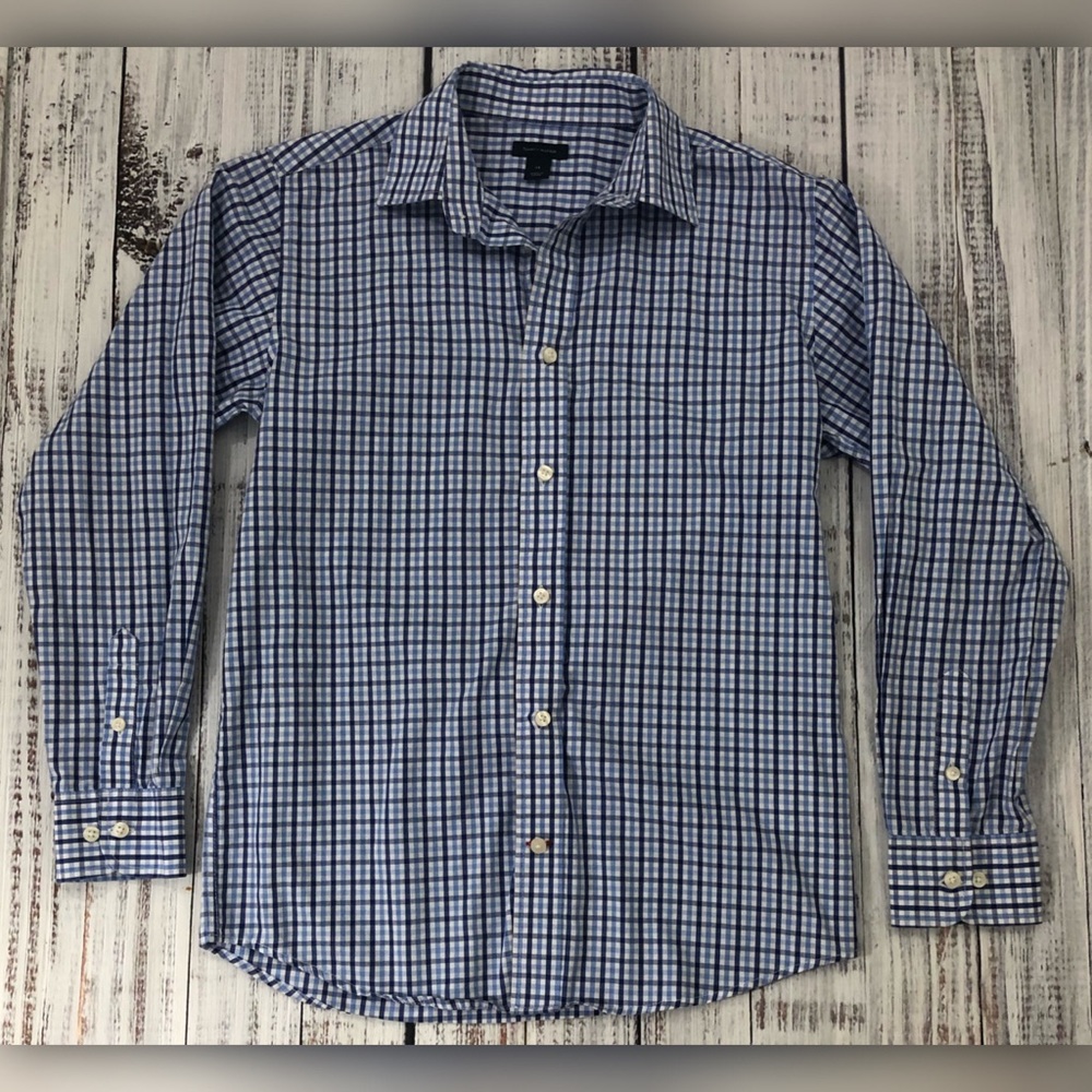 Boys Tommy Hilfiger Blue & White Plaid Button Down Shirt